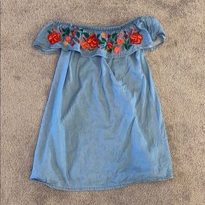 Denim off the shoulder dress